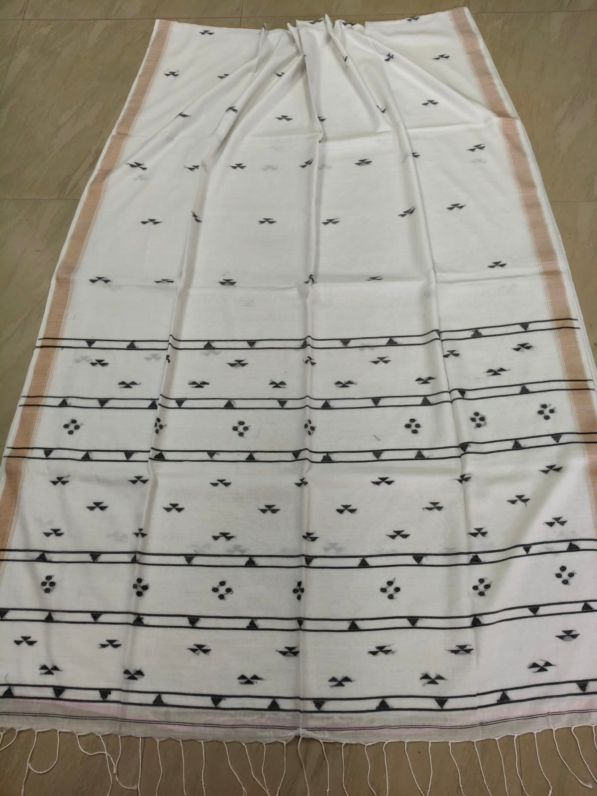 Pure Cotton Saree with Black Threadwork