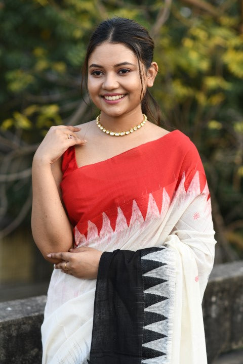 HANDWOVEN PURE MERCERISED COTTON WITH TEMPLE BORDER