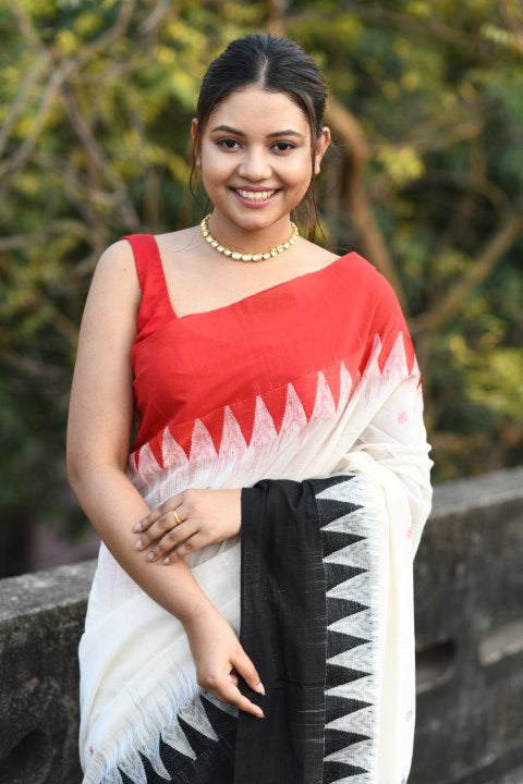 HANDWOVEN PURE MERCERISED COTTON WITH TEMPLE BORDER